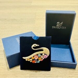 Swarovski Colorful Crystal Swan Brooch